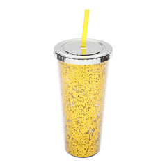 Modern Leakproof 24oz Water Cup with Sequin Design and Double Layer Straw