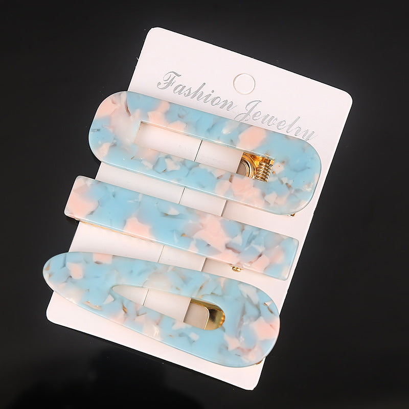 3pcs Acetic Acid Acrylic Hair Clip Marble Pattern Headwear Hair Accessories
