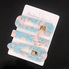 3pcs Acetic Acid Acrylic Hair Clip Marble Pattern Headwear Hair Accessories