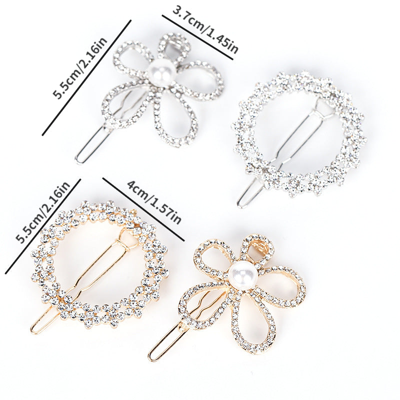 Rhinestone Flower Hair Clip Faux Pearl Side Clip Head Jewelry Hair Accessories
