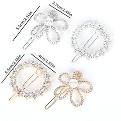 Rhinestone Flower Hair Clip Faux Pearl Side Clip Head Jewelry Hair Accessories