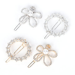 Rhinestone Flower Hair Clip Faux Pearl Side Clip Head Jewelry Hair Accessories