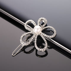 Rhinestone Flower Hair Clip Faux Pearl Side Clip Head Jewelry Hair Accessories