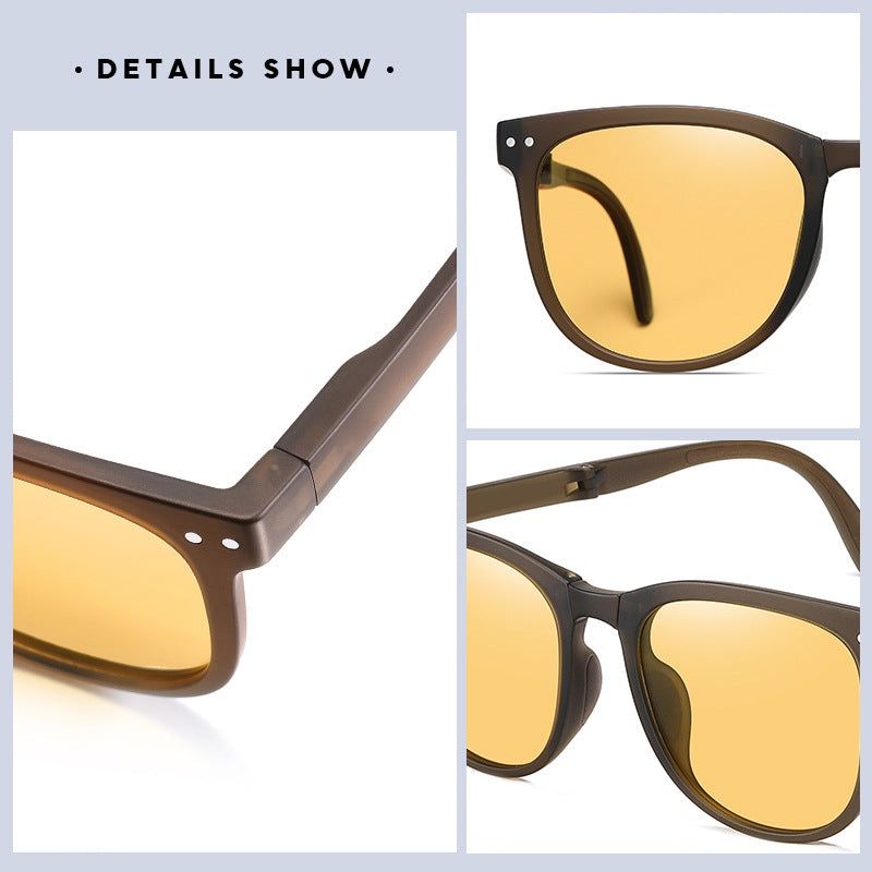 Folding Square Sunglasses Jelly Rivet UV400 Sun Shades