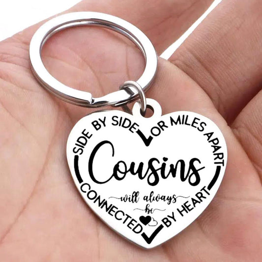 Cousins Keychain Stainless Steel Pendant Birthday Gift Men's Accessories