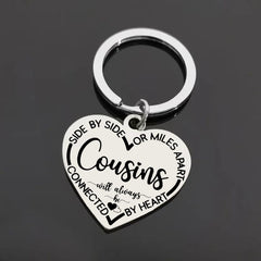 Cousins Keychain Stainless Steel Pendant Birthday Gift Men's Accessories
