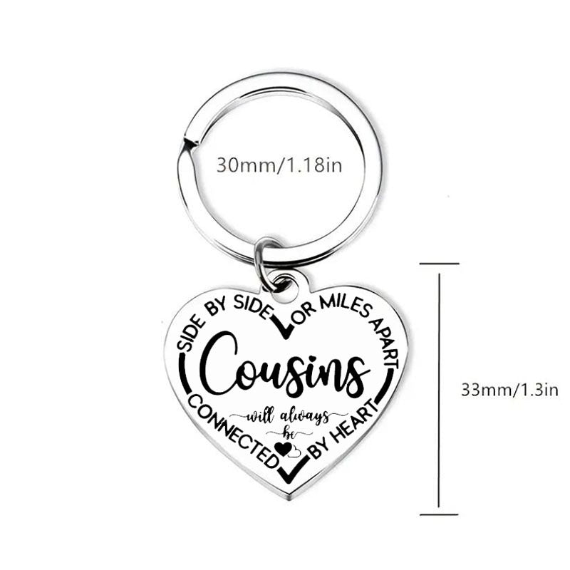Cousins Keychain Stainless Steel Pendant Birthday Gift Men's Accessories