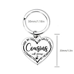 Cousins Keychain Stainless Steel Pendant Birthday Gift Men's Accessories