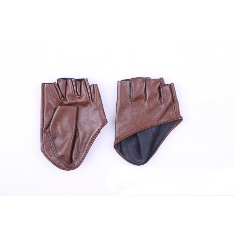 Hip Hop Fingerless Gloves for Women PU Leather Halloween Party Accessories
