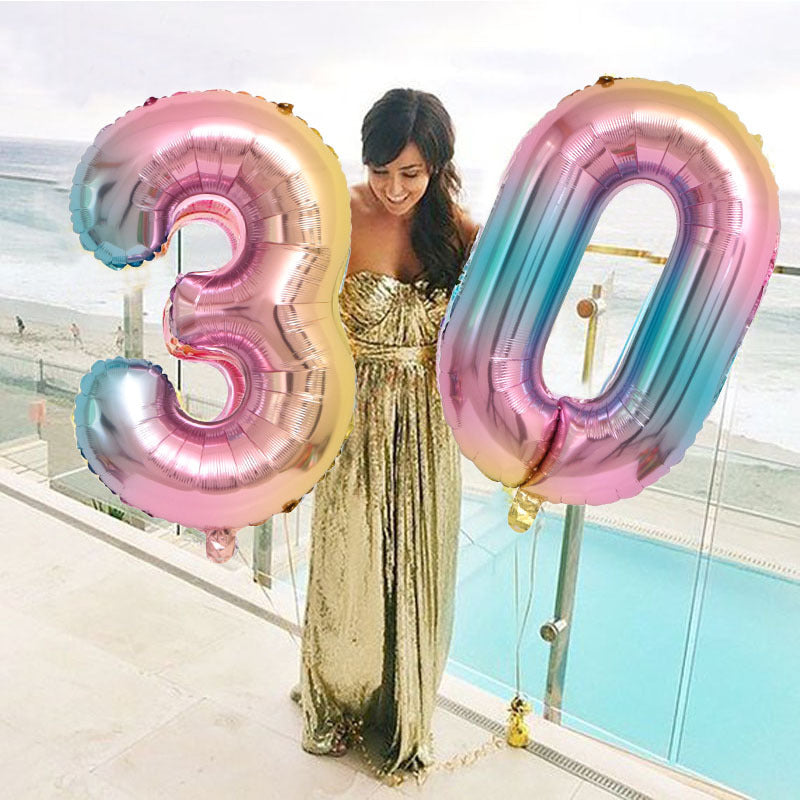 81 Gradient Foil Number Balloon Happy Birthday Party Decoration