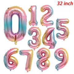 81 Gradient Foil Number Balloon Happy Birthday Party Decoration