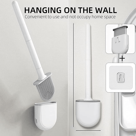 Flexible Wall Mounted Toilet Brush with Silicone Bristles Holder