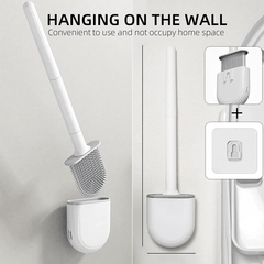 Flexible Wall Mounted Toilet Brush with Silicone Bristles Holder