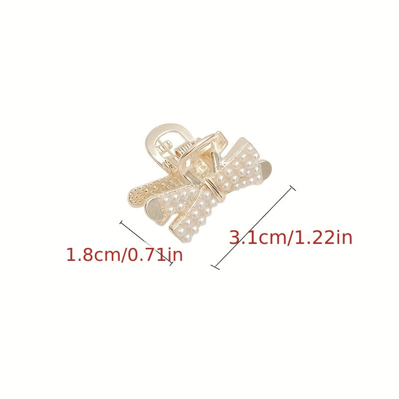 Small Faux Pearl Hair Claw Side Clip Bangs Clip