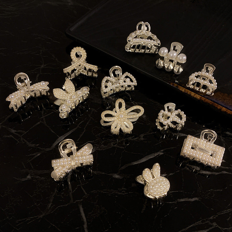 Small Faux Pearl Hair Claw Side Clip Bangs Clip
