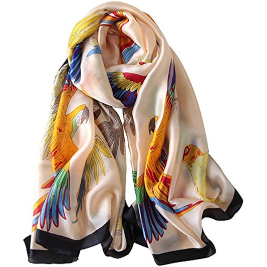 Vintage Flower Pattern Scarf Satin Shawl Decorative Head Wrap