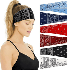 Boho Print Headband Elastic Hair Wrap Non Slip Sweat Band Yoga Running