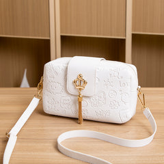 Crown Tassel Shoulder Bag Embossed Crossbody Zipper Mini Bag