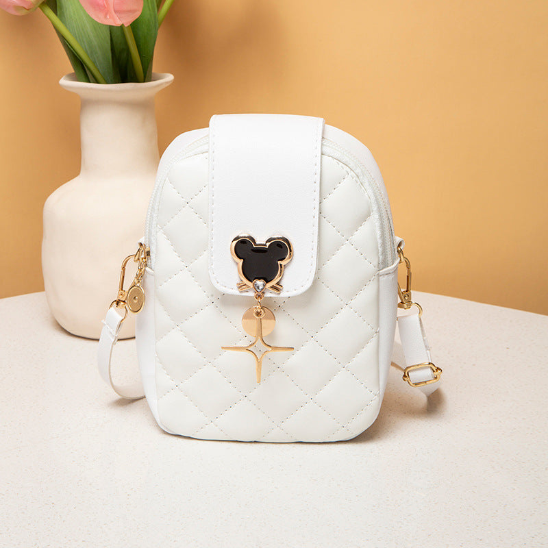 Quilted Mouse Decor Crossbody Bag PU Leather Shoulder Bag