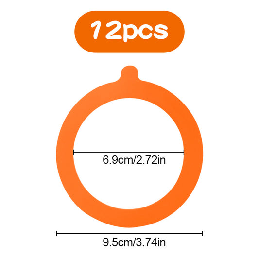 12pcs Leak Proof Silicone Jar Sealing Rings Orange