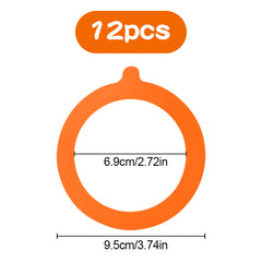 12pcs Leak Proof Silicone Jar Sealing Rings Orange