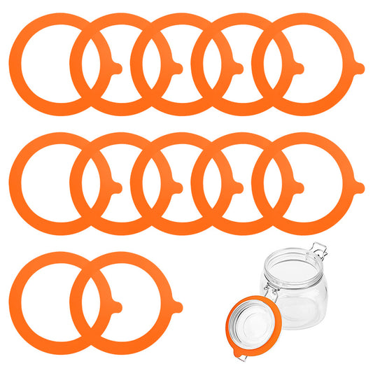 12pcs Leak Proof Silicone Jar Sealing Rings Orange