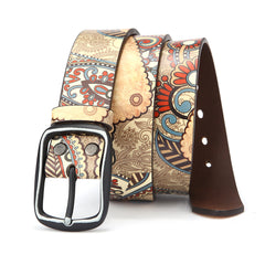 Men's Vintage Calfskin Leather Western Belt for Jeans