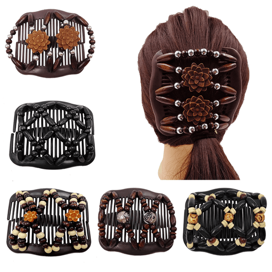 Retro Magic Hair Comb Elastic Beaded Hair Clips Styling Comb For Women Girls