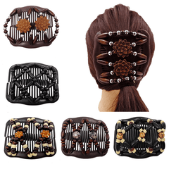 Retro Magic Hair Comb Elastic Beaded Hair Clips Styling Comb For Women Girls