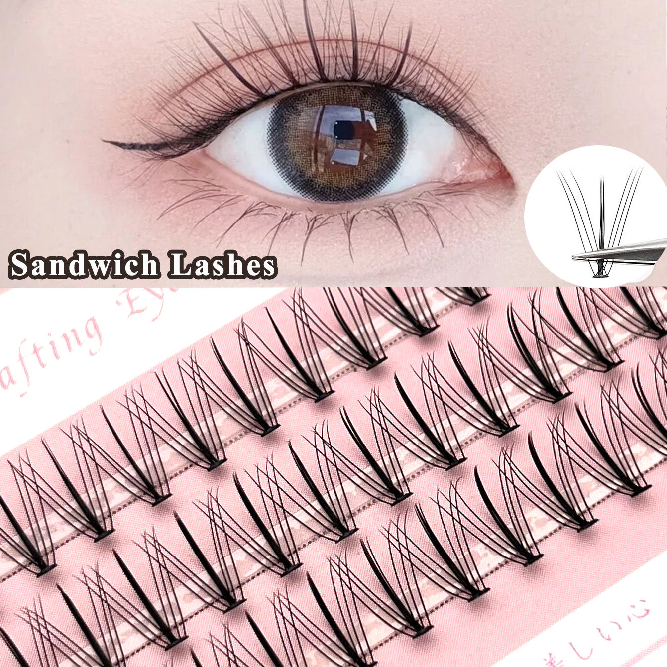 60pcs Mikiwi Sandwich Cluster Lashes for DIY Lash Extensions