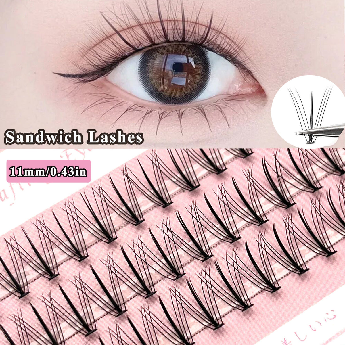 60pcs Mikiwi Sandwich Cluster Lashes for DIY Lash Extensions