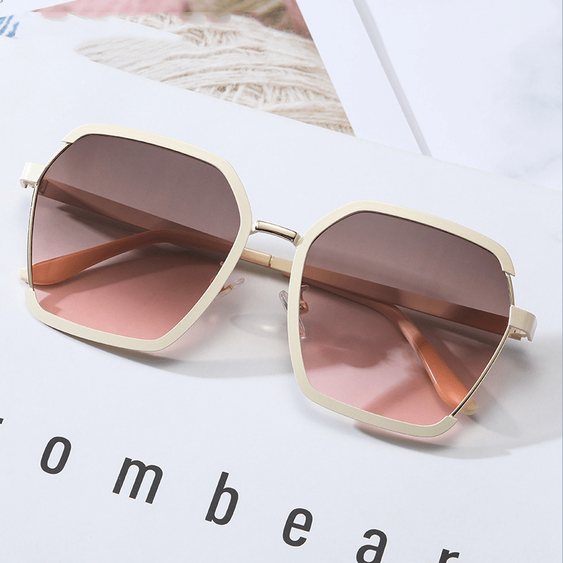 Large Polygon Sunglasses Gradient UV400 Metal Sun Shades Glasses