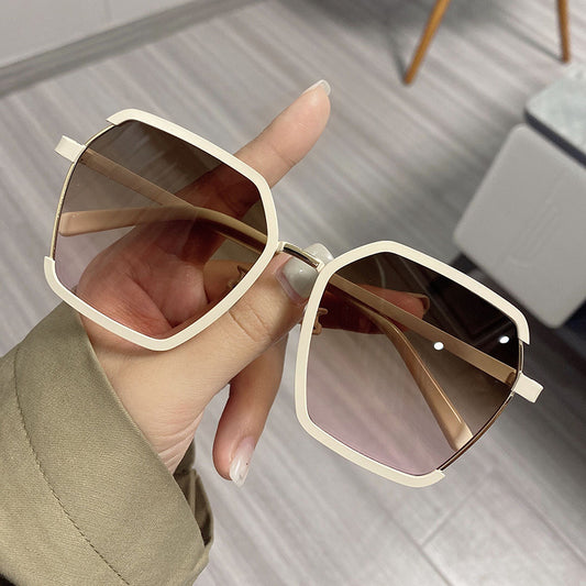 Large Polygon Sunglasses Gradient UV400 Metal Sun Shades Glasses