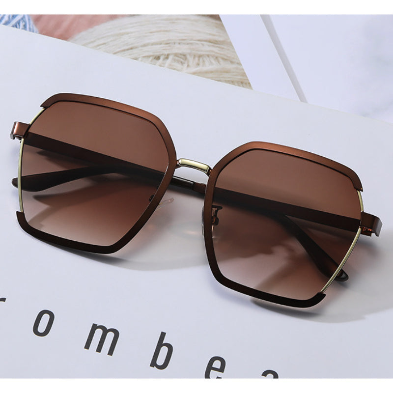 Large Polygon Sunglasses Gradient UV400 Metal Sun Shades Glasses
