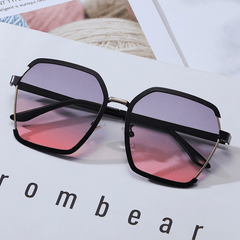 Large Polygon Sunglasses Gradient UV400 Metal Sun Shades Glasses