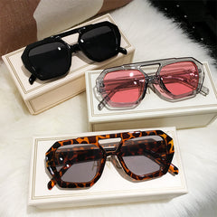 Y2K Retro Aviator Sunglasses Double Bridge Jelly UV400 Sun Shades