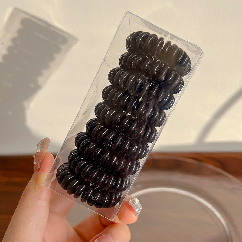 Transparent Spiral Hair Tie Elastic Coil Hair Ring No Crease Ponytail Holder