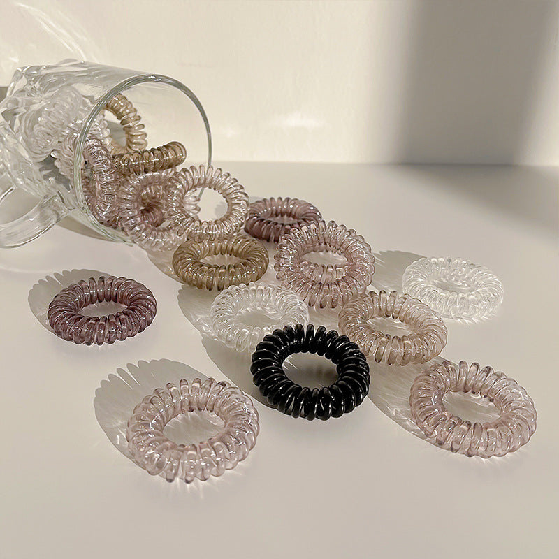Transparent Spiral Hair Tie Elastic Coil Hair Ring No Crease Ponytail Holder