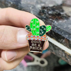 'Don't Nitpick' Cactus Brooch Green Potted Plant Brooch