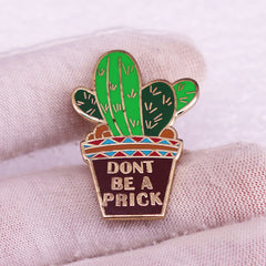 'Don't Nitpick' Cactus Brooch Green Potted Plant Brooch