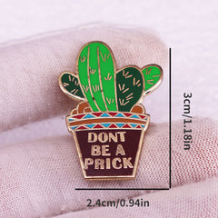 'Don't Nitpick' Cactus Brooch Green Potted Plant Brooch