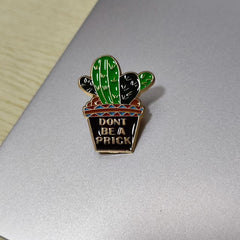 'Don't Nitpick' Cactus Brooch Green Potted Plant Brooch