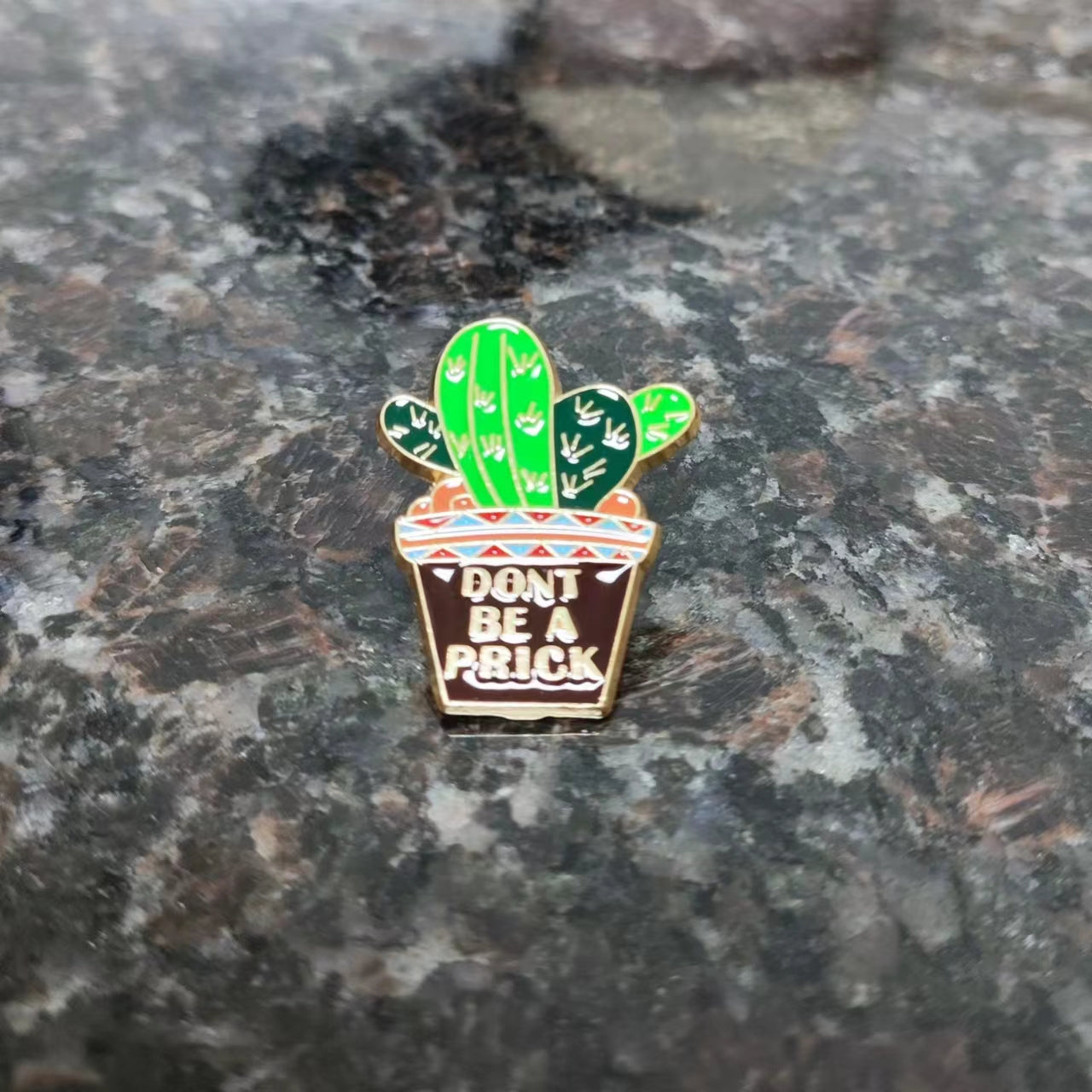 'Don't Nitpick' Cactus Brooch Green Potted Plant Brooch