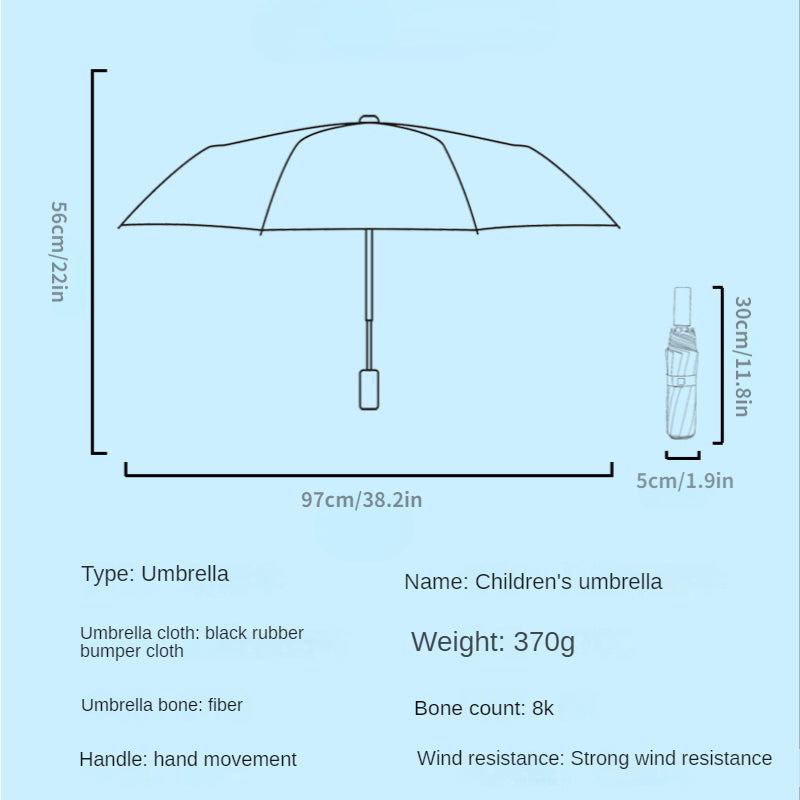 Portable Cartoon Folding Manual Umbrella With Reflective Strip