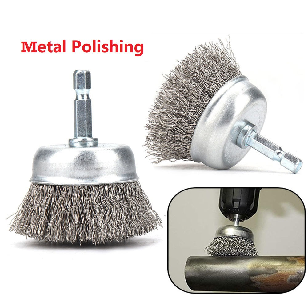 Steel Wire Wheel Brush 2.56-Inch for Rust Removal and Polishing
