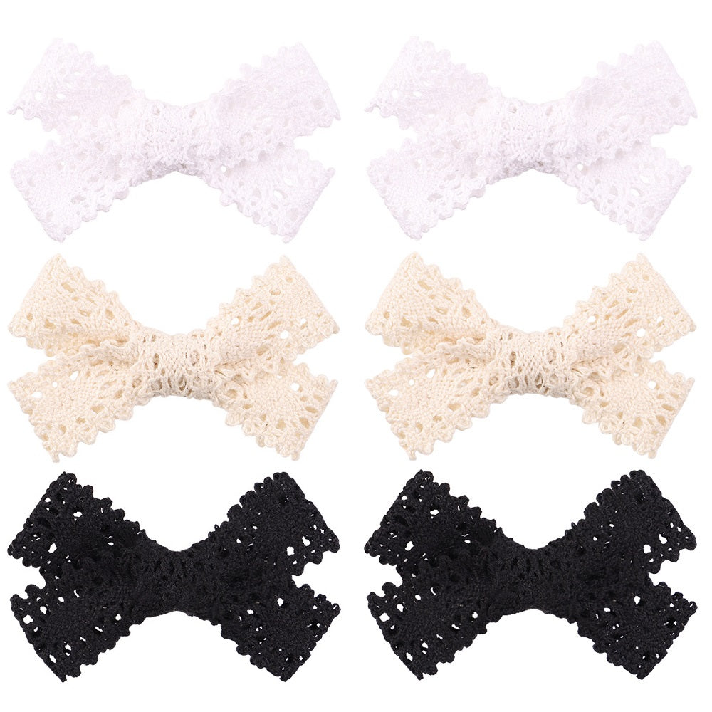 Hollow Knitted Bow Hair Clip Duck Billed Clip for Side Hair Bang