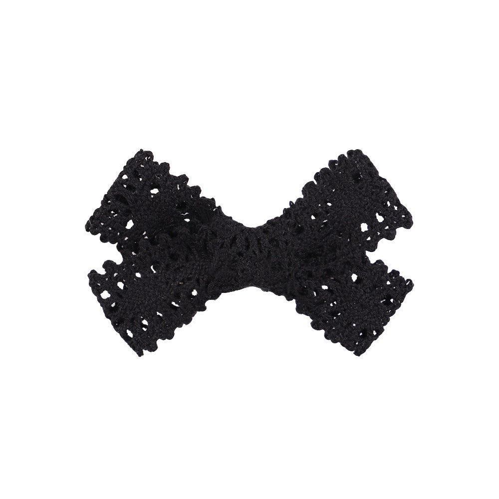 Hollow Knitted Bow Hair Clip Duck Billed Clip for Side Hair Bang