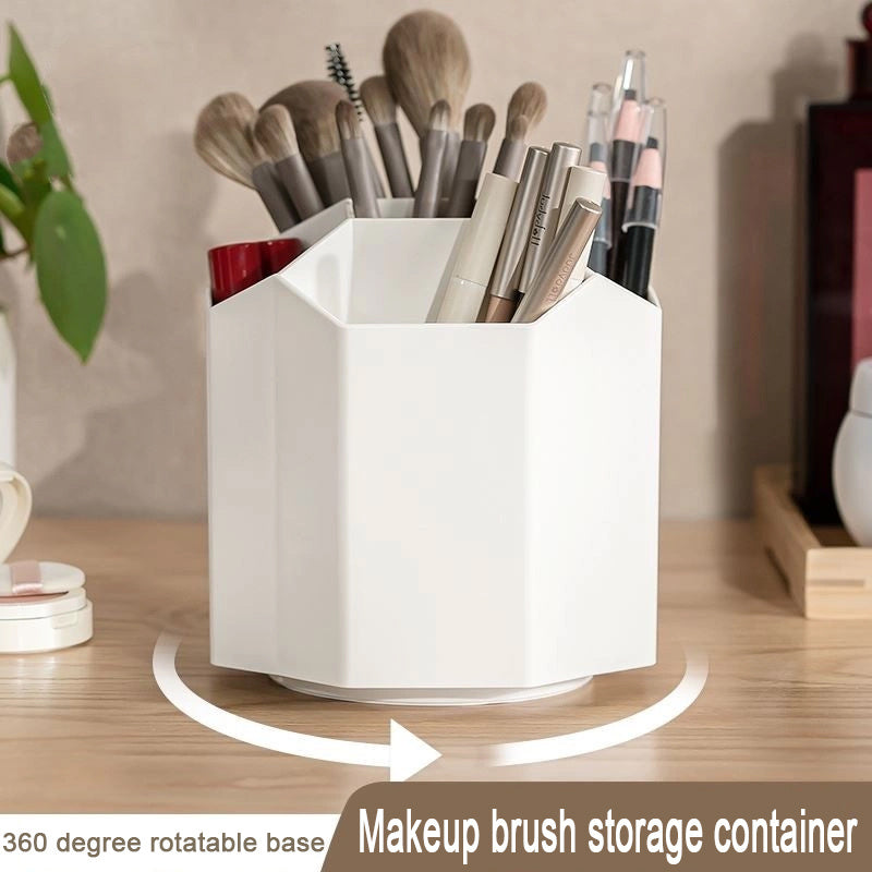 360 Rotating Makeup Brush Organizer Desktop Storage Box