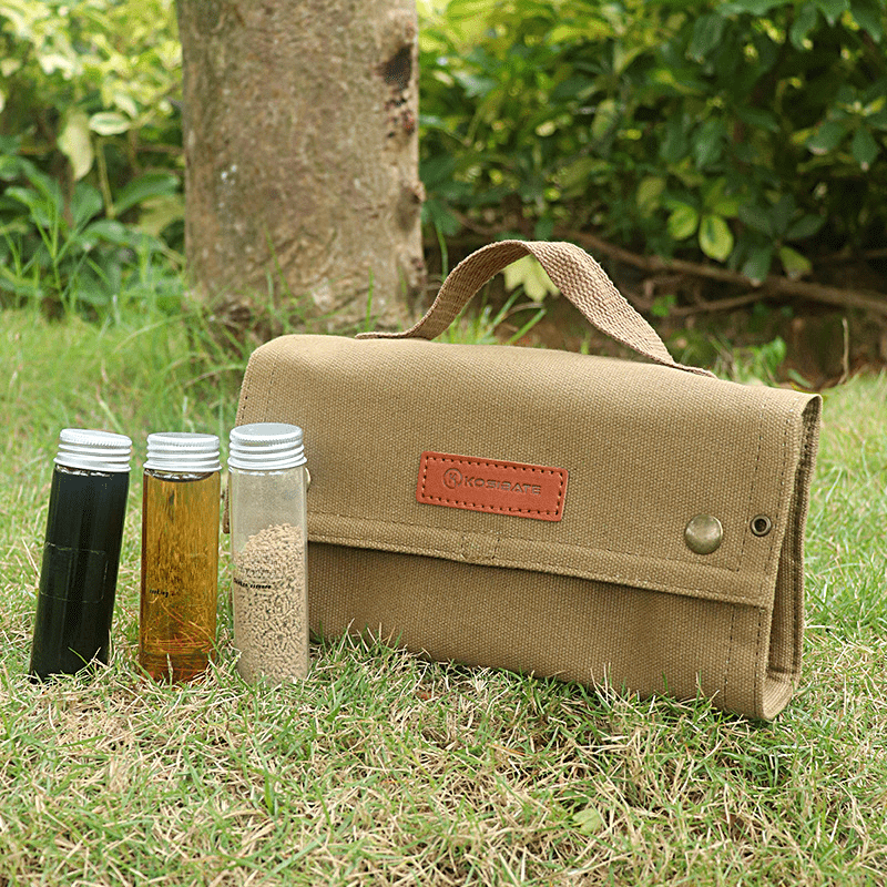 Outdoor Seasoning Bottles Set with Storage Bag - Camping BBQ Glass Bottles Case