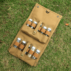Outdoor Seasoning Bottles Set with Storage Bag - Camping BBQ Glass Bottles Case